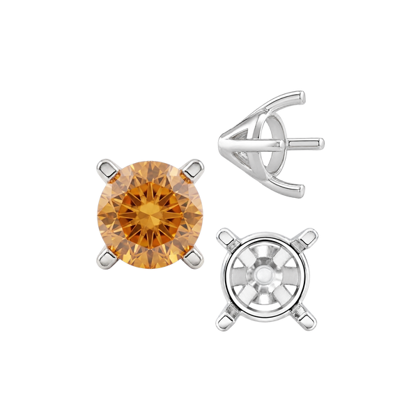 ITI NYC Four Prong Round Tapered Solitaire Settings in Sterling Silver (4.00 mm - 10.00 mm)