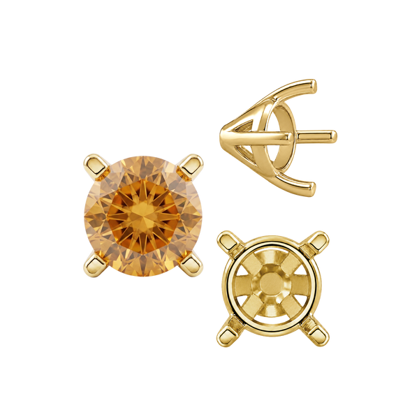ITI NYC Four Prong Round Tapered Solitaire Settings in 14K Gold (4.00 mm - 10.00 mm)