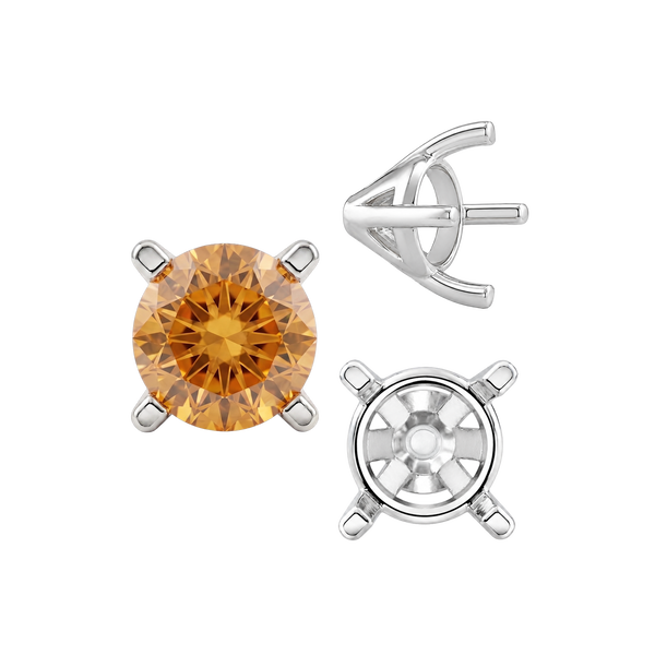 ITI NYC Four Prong Round Tapered Solitaire Settings in Sterling Silver (4.00 mm - 10.00 mm)