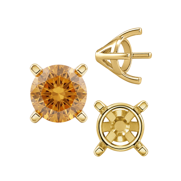 ITI NYC Four Prong Round Tapered Solitaire Settings in 14K Gold (4.00 mm - 10.00 mm)
