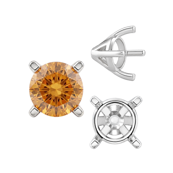 ITI NYC Four Prong Round Tapered Solitaire Settings in Sterling Silver (4.00 mm - 10.00 mm)