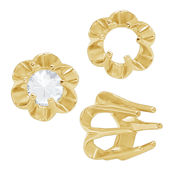 ITI NYC Six Prong Round Scalloped Settings in 14K Gold (1.30 mm - 5.20 mm)