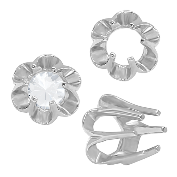 ITI NYC Six Prong Round Scalloped Settings in Sterling Silver (1.30 mm - 5.20 mm)