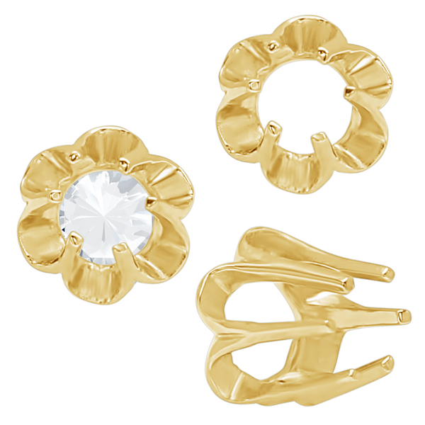 ITI NYC Six Prong Round Scalloped Settings in 14K Gold (1.30 mm - 5.20 mm)