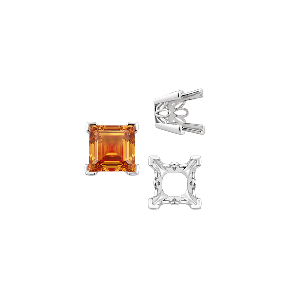 ITI NYC V-End Square Filigree Settings in Sterling Silver (4.00 mm - 8.50 mm)