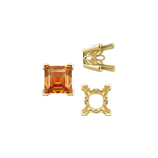 ITI NYC V-End Square Filigree Settings in 14K Gold (4.00 mm - 8.50 mm)