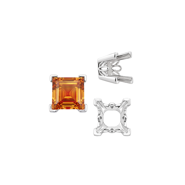 ITI NYC V-End Square Filigree Settings in Sterling Silver (4.00 mm - 8.50 mm)