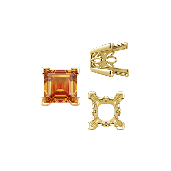 ITI NYC V-End Square Filigree Settings in 14K Gold (4.00 mm - 8.50 mm)