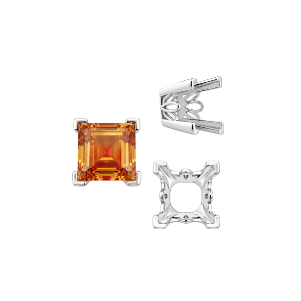 ITI NYC V-End Square Filigree Settings in Sterling Silver (4.00 mm - 8.50 mm)