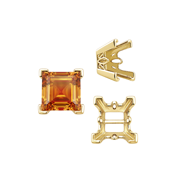 ITI NYC V-End Square Filigree Settings in 14K Gold (4.00 mm - 8.50 mm)