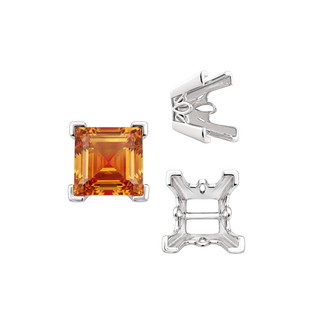 ITI NYC V-End Square Filigree Settings in Sterling Silver (4.00 mm - 8.50 mm)