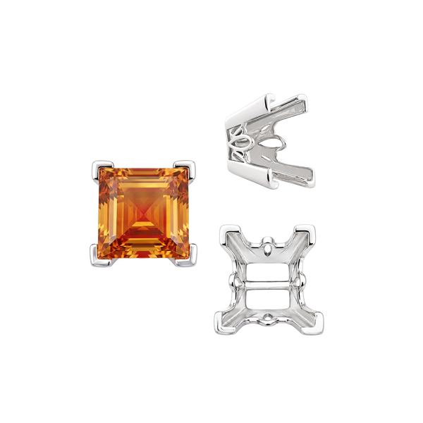 ITI NYC V-End Square Filigree Settings in Sterling Silver (4.00 mm - 8.50 mm)