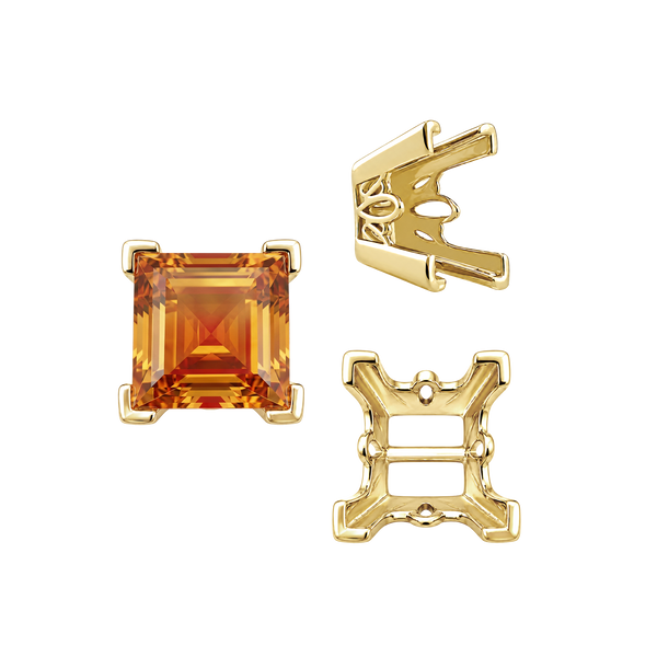 ITI NYC V-End Square Filigree Settings in 14K Gold (4.00 mm - 8.50 mm)