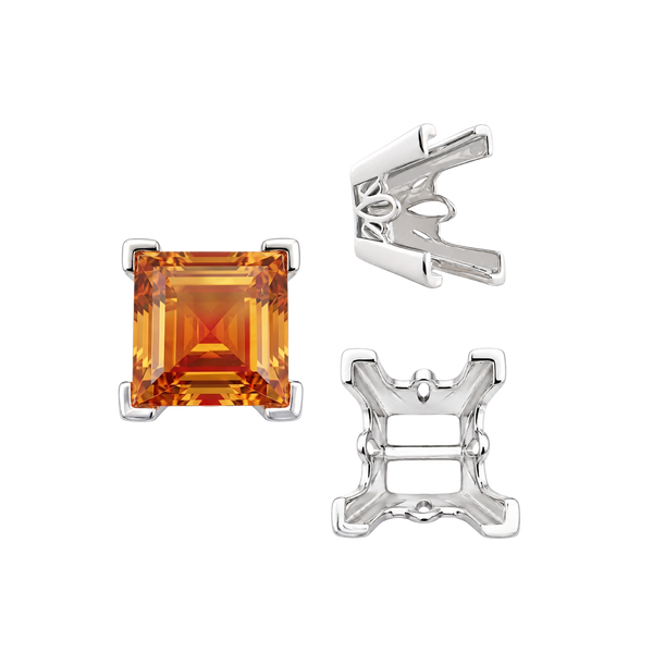 ITI NYC V-End Square Filigree Settings in Sterling Silver (4.00 mm - 8.50 mm)