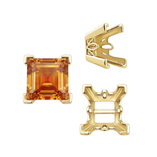 ITI NYC V-End Square Filigree Settings in 14K Gold (4.00 mm - 8.50 mm)
