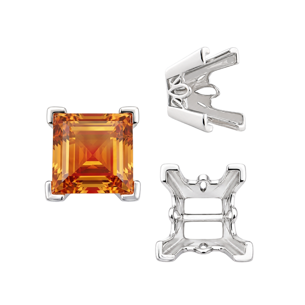 ITI NYC V-End Square Filigree Settings in Sterling Silver (4.00 mm - 8.50 mm)