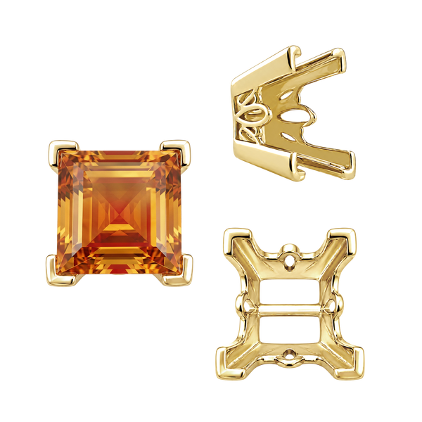ITI NYC V-End Square Filigree Settings in 14K Gold (4.00 mm - 8.50 mm)
