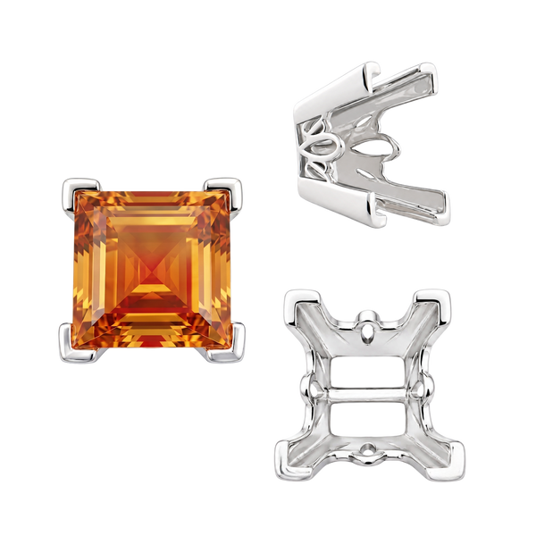 ITI NYC V-End Square Filigree Settings in Sterling Silver (4.00 mm - 8.50 mm)