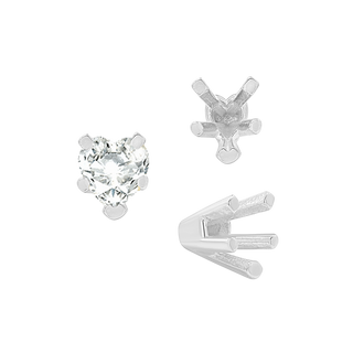 ITI NYC V-End Heart Shape Solitaire Settings in Sterling Silver (4.00 x 4.00 mm - 9.00 x 9.00 mm)