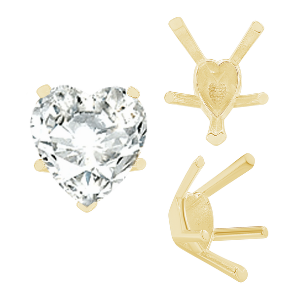 ITI NYC V-End Heart Shape Solitaire Settings in 14K Gold (4.00 x 4.00 mm - 11.50 x 10.25 mm)