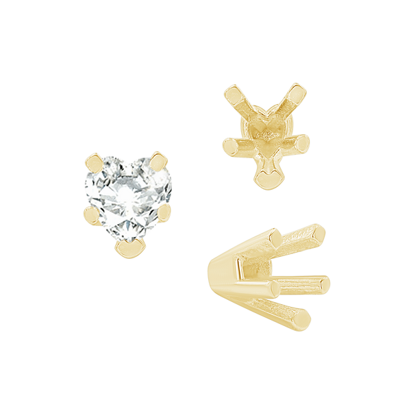 ITI NYC V-End Heart Shape Solitaire Settings in 14K Gold (4.00 x 4.00 mm - 9.00 x 9.00 mm)