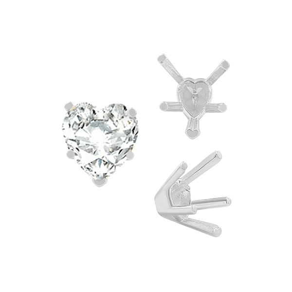 ITI NYC V-End Heart Shape Solitaire Settings in 18K Gold (4.00 x 4.00 mm - 9.00 x 9.00 mm)