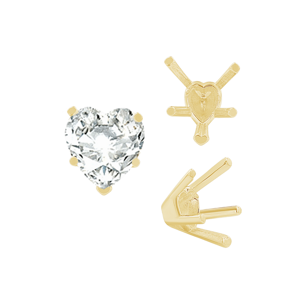 ITI NYC V-End Heart Shape Solitaire Settings in 14K Gold (4.00 x 4.00 mm - 9.00 x 9.00 mm)