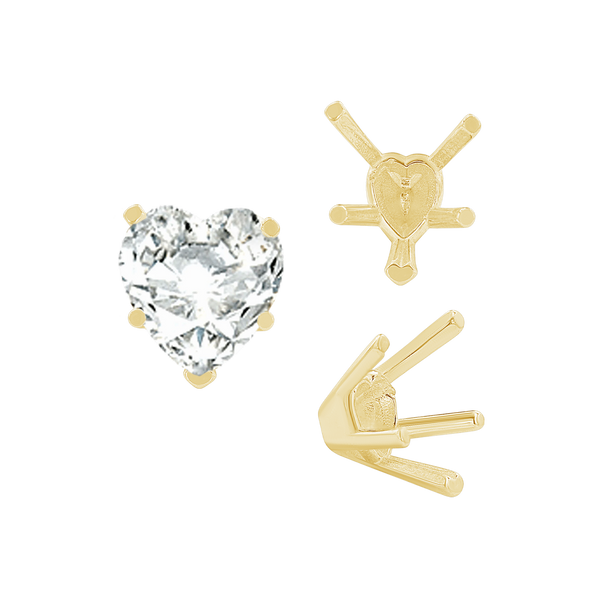 ITI NYC V-End Heart Shape Solitaire Settings in 18K Gold (4.00 x 4.00 mm - 9.00 x 9.00 mm)