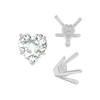 ITI NYC V-End Heart Shape Solitaire Settings in Sterling Silver (4.00 x 4.00 mm - 11.50 x 10.25 mm)