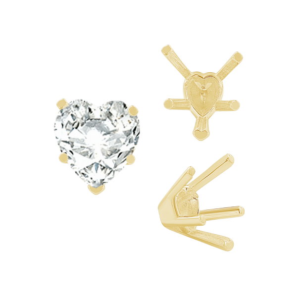 ITI NYC V-End Heart Shape Solitaire Settings in 18K Gold (4.00 x 4.00 mm - 9.00 x 9.00 mm)
