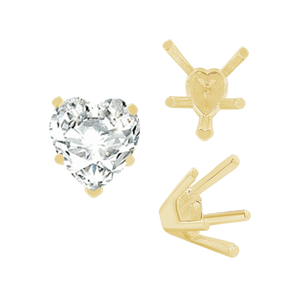 ITI NYC V-End Heart Shape Solitaire Settings in 14K Gold (4.00 x 4.00 mm - 9.00 x 9.00 mm)