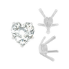 ITI NYC V-End Heart Shape Solitaire Settings in Sterling Silver (4.00 x 4.00 mm - 11.50 x 10.25 mm)