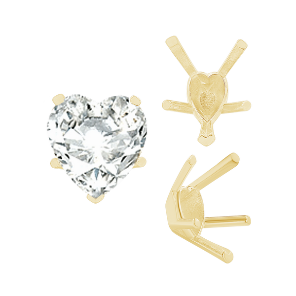 ITI NYC V-End Heart Shape Solitaire Settings in 18K Gold (4.00 x 4.00 mm - 9.00 x 9.00 mm)
