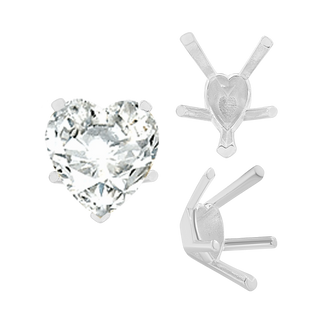 ITI NYC V-End Heart Shape Solitaire Settings in Sterling Silver (4.00 x 4.00 mm - 11.50 x 10.25 mm)