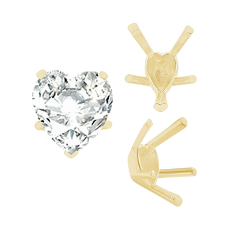 ITI NYC V-End Heart Shape Solitaire Settings in 18K Gold (4.00 x 4.00 mm - 9.00 x 9.00 mm)