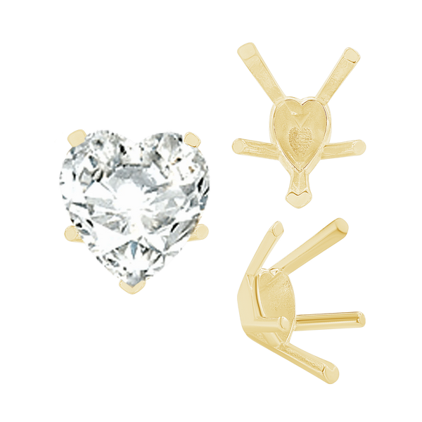 ITI NYC V-End Heart Shape Solitaire Settings in 14K Gold (4.00 x 4.00 mm - 9.00 x 9.00 mm)