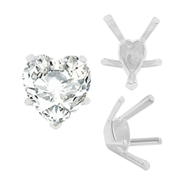ITI NYC V-End Heart Shape Solitaire Settings in Sterling Silver (4.00 x 4.00 mm - 11.50 x 10.25 mm)
