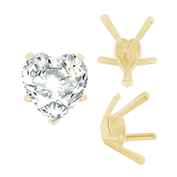 ITI NYC V-End Heart Shape Solitaire Settings in 14K Gold (4.00 x 4.00 mm - 11.50 x 10.25 mm)