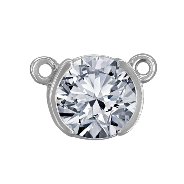 ITI NYC Round Half Bezel Pendants with Rings in Sterling Silver (3.60 mm - 7.00 mm)