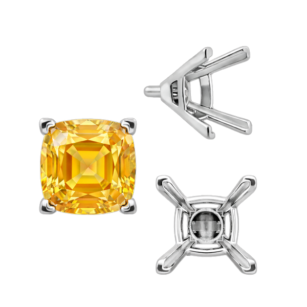 ITI NYC V-End Square Solitaire Settings With Peg in Sterling Silver (3.50 mm - 12.00 mm)