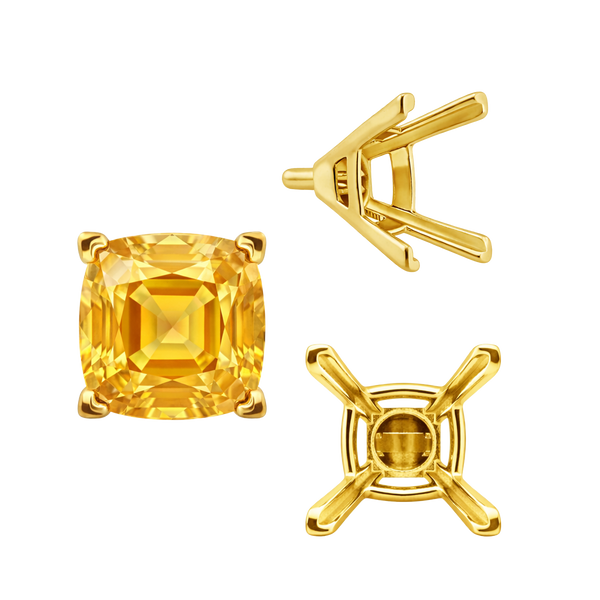 ITI NYC V-End Square Solitaire Settings With Peg in 14K Gold (4.50 mm - 11.00 mm)