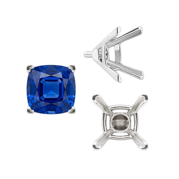 ITI NYC V-End Square Solitaire Settings With Peg in Sterling Silver (3.50 mm - 12.00 mm)
