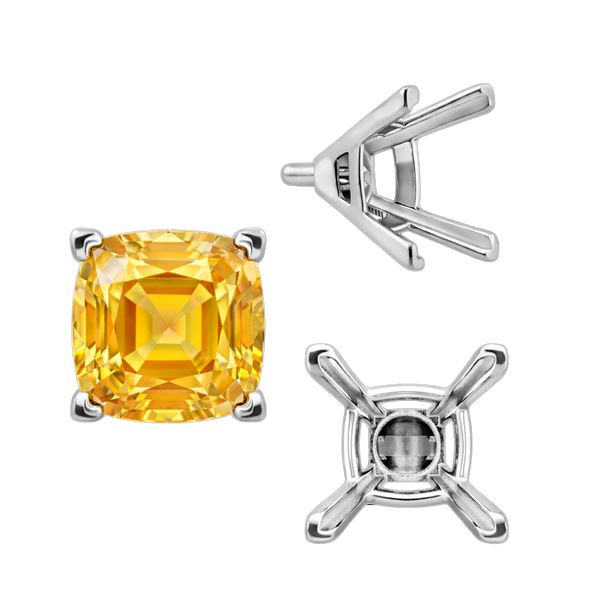 ITI NYC V-End Square Solitaire Settings With Peg in Sterling Silver (3.50 mm - 12.00 mm)