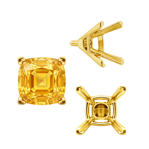 ITI NYC V-End Square Solitaire Settings With Peg in 14K Gold (4.50 mm - 11.00 mm)