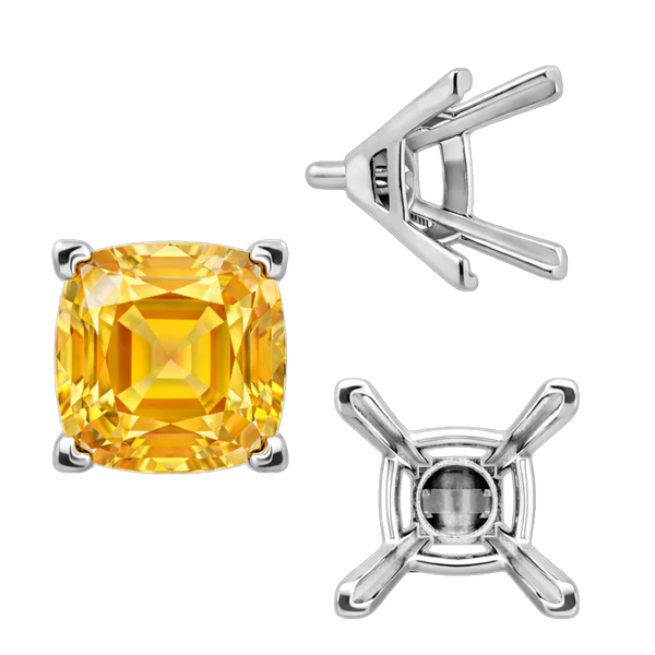 ITI NYC V-End Square Solitaire Settings With Peg in Sterling Silver (3.50 mm - 12.00 mm)