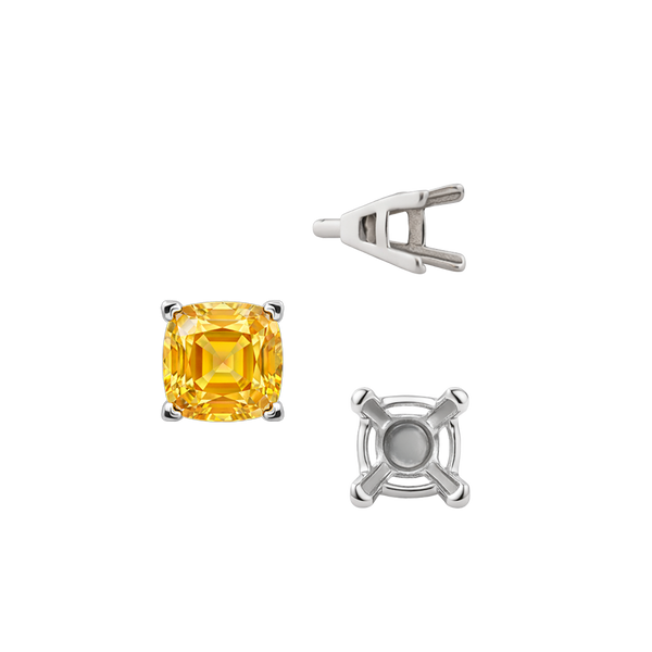 ITI NYC V-End Square Solitaire Settings With Peg in Sterling Silver (3.50 mm - 12.00 mm)