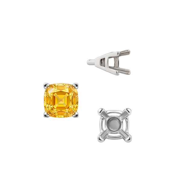 ITI NYC V-End Square Solitaire Settings With Peg in Sterling Silver (3.50 mm - 12.00 mm)