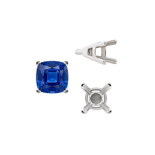 ITI NYC V-End Square Solitaire Settings With Peg in Sterling Silver (3.50 mm - 12.00 mm)
