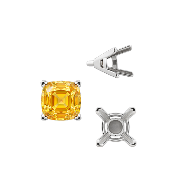 ITI NYC V-End Square Solitaire Settings With Peg in Sterling Silver (3.50 mm - 12.00 mm)