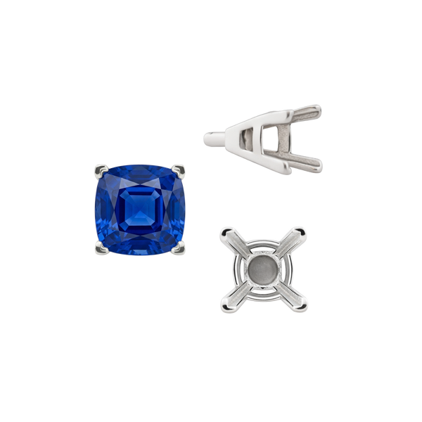 ITI NYC V-End Square Solitaire Settings With Peg in Sterling Silver (3.50 mm - 12.00 mm)